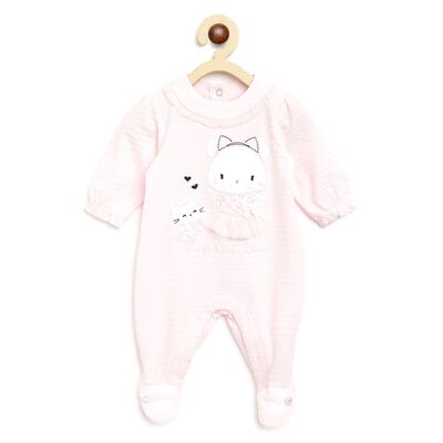 Girls Light Pink Printed Leg Opening Babysuit